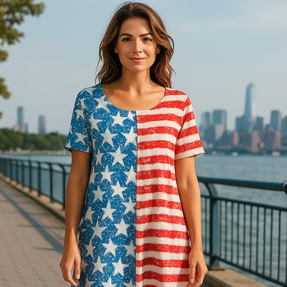 Roshop red white and blue patriot tunic top! New